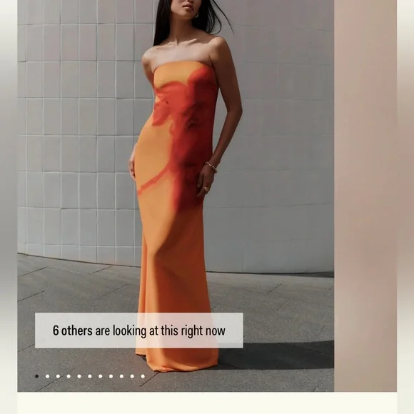 Meshki Amaya Strapless Dress in Orange and Red - Picture 4 of 4